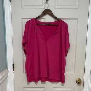 Lane Bryant Fuchsia V-Neck Blouse